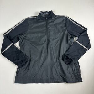Nike Golf Stretch Windbreaker 627189 Reflective 1/4 Zip Pullover Black Womens XL